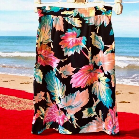 H.L. Spencer Vintage 80’s Hawaiian Skirt Multi-Color Leaves - Picture 1 of 14